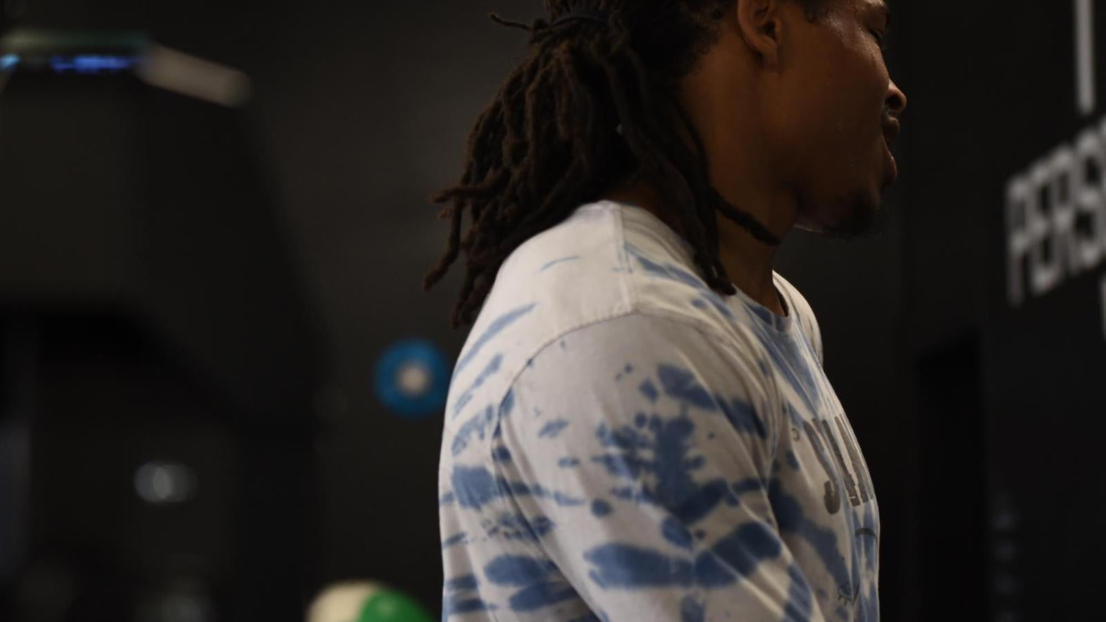 Shawn takes a brief break from his workout