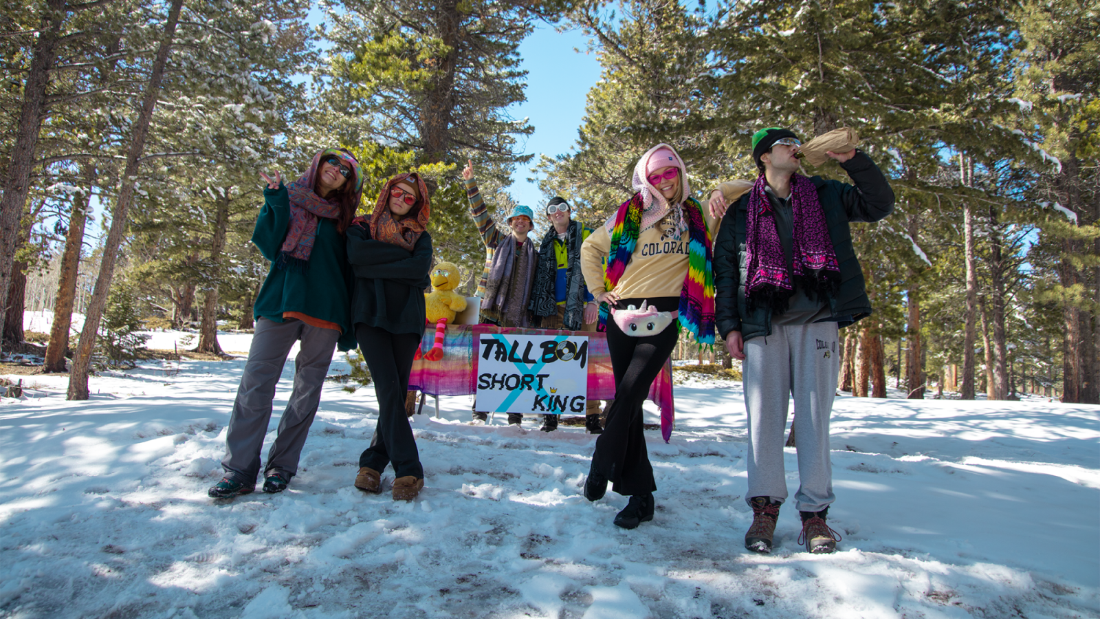 Groupshot- This is a photo of the whole cast dressed up for the rave scene.