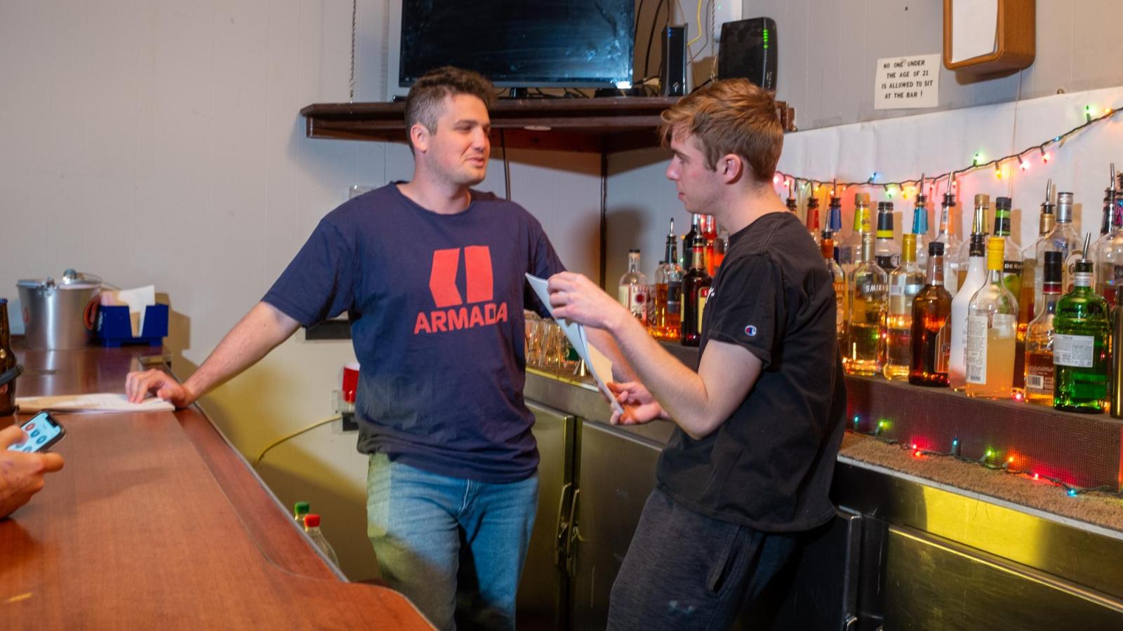 Jake, Writer, and Zach, Director, Talking on Set