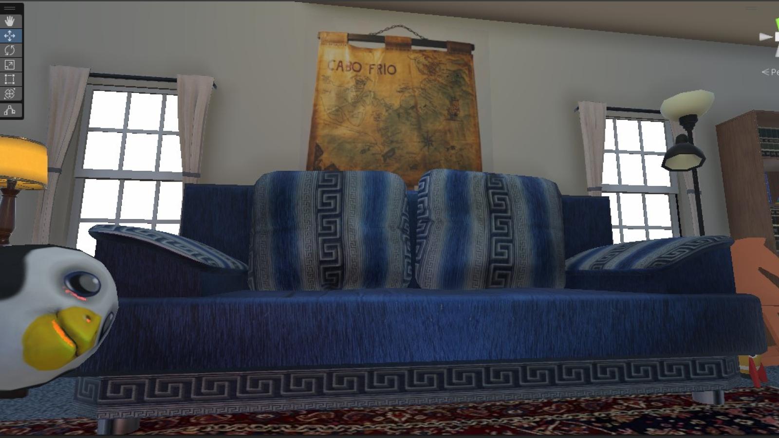 living room scene with a sofa