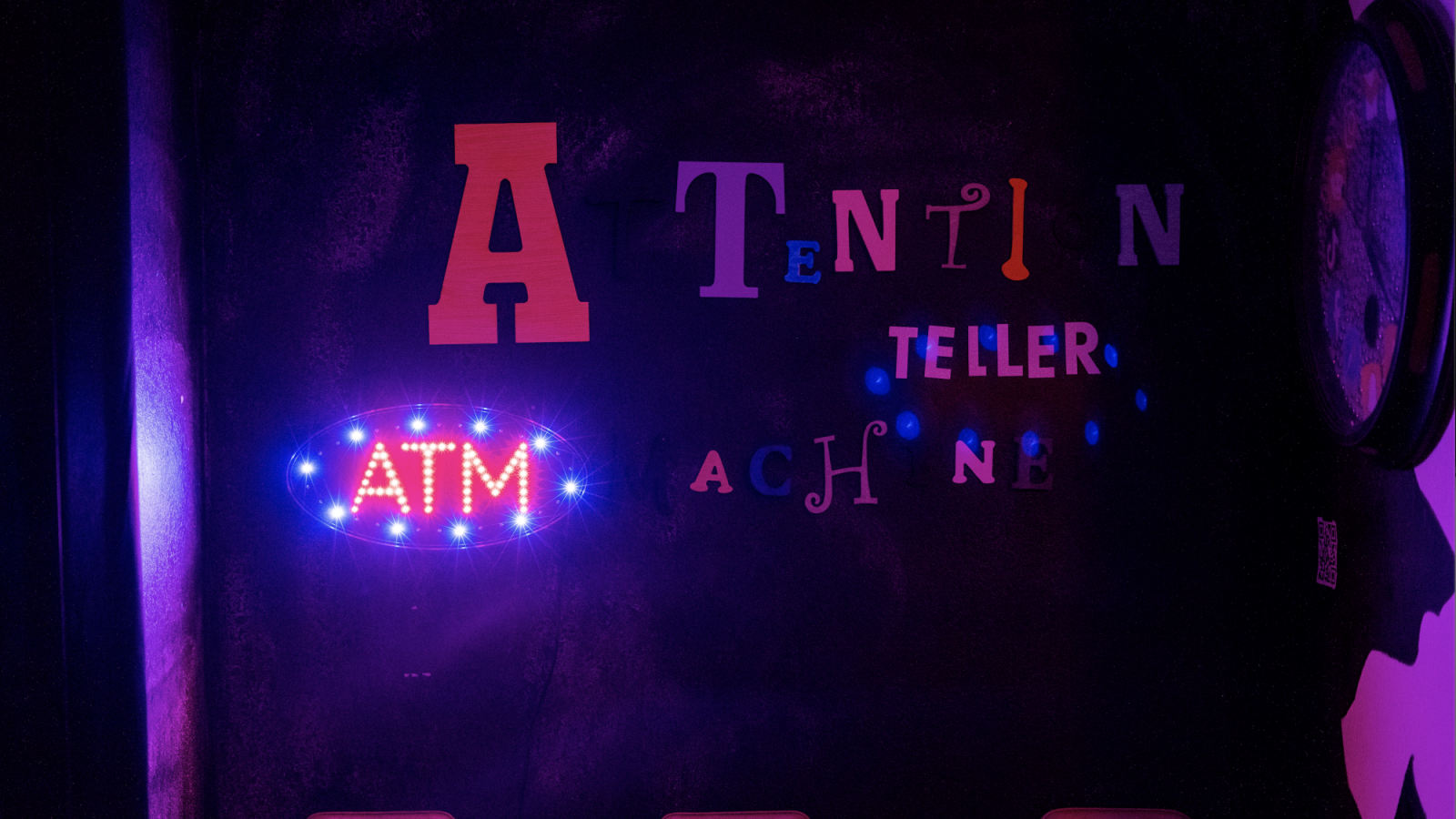 Neon lights around a prop ATM