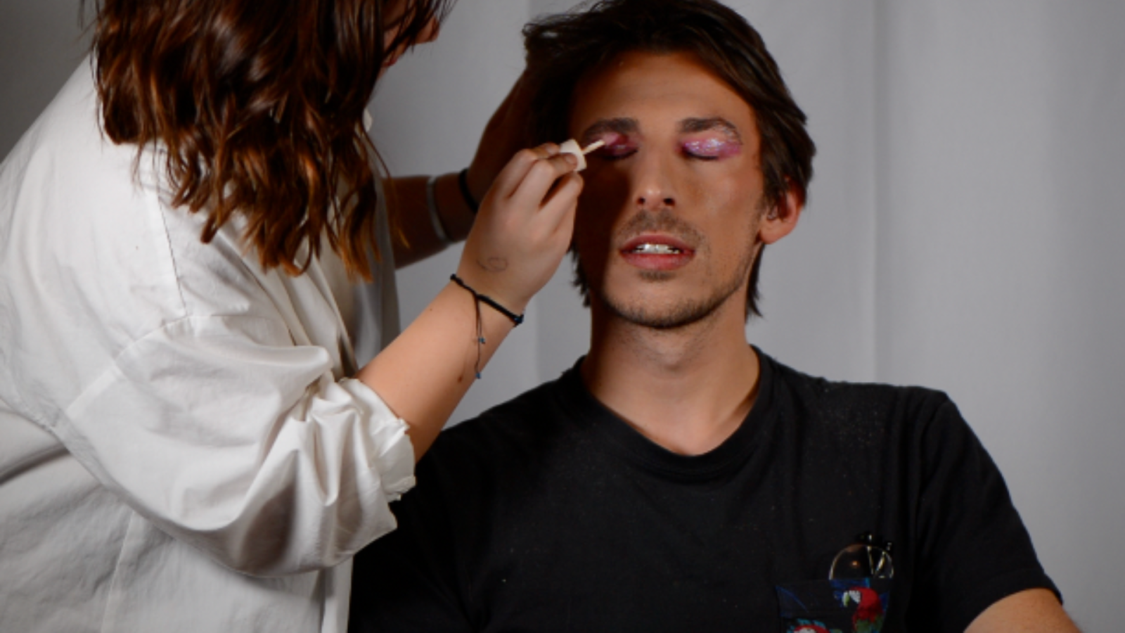 Person having makeup applied for film