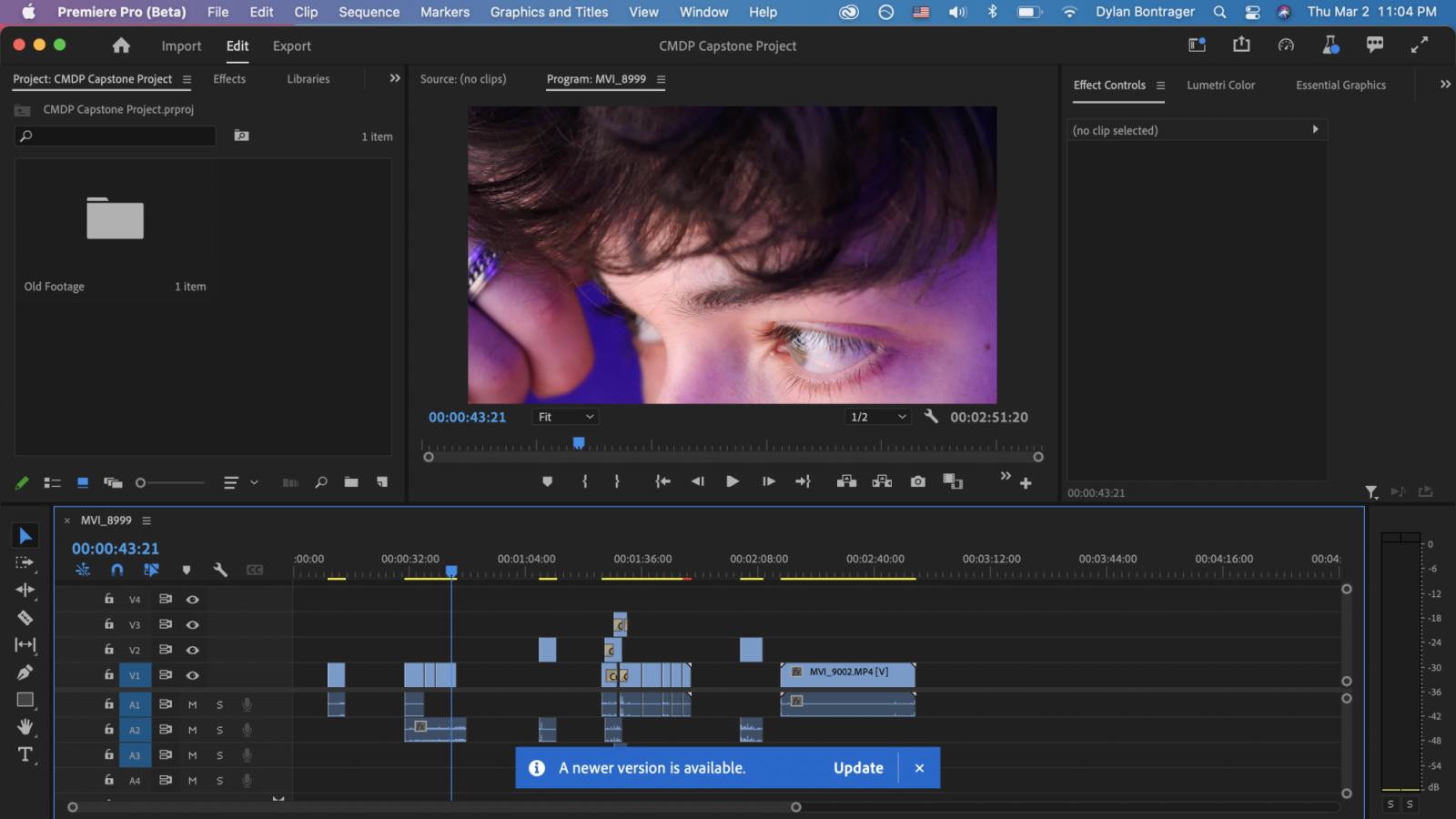 A snapshot of my Adobe Premiere Pro timeline halfway through post production