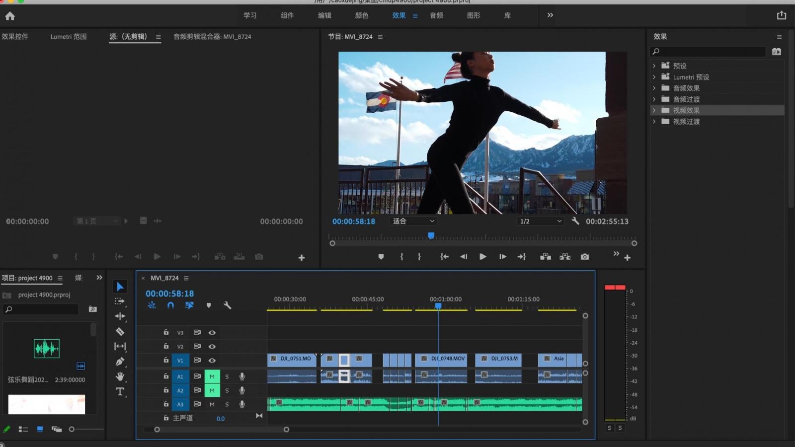 Interface of video editing software