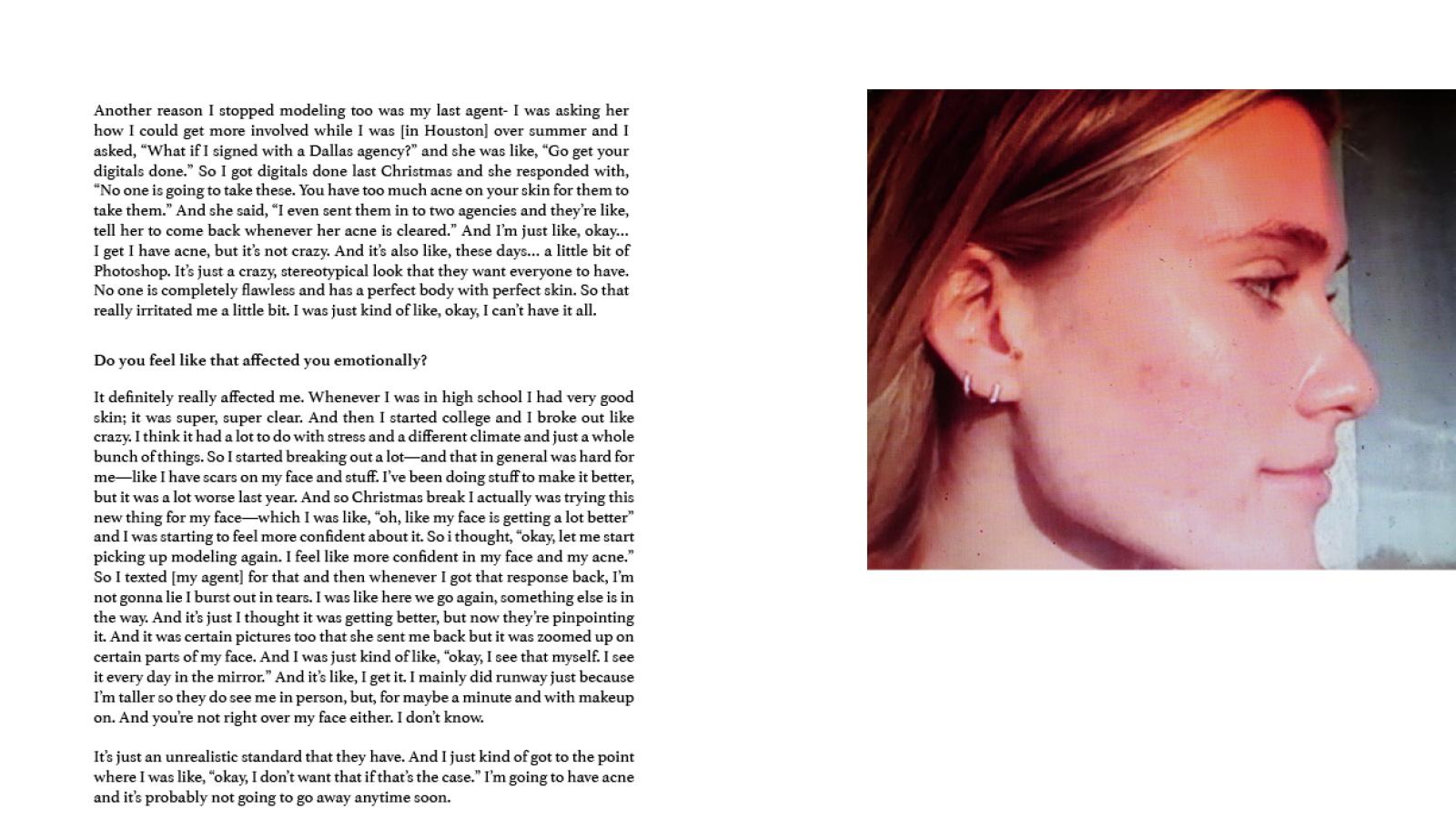 A spread with Taylor looking to the side with a smile
