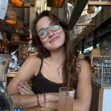 Smiling woman in a cafe