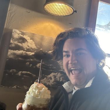 Man with a milkshake