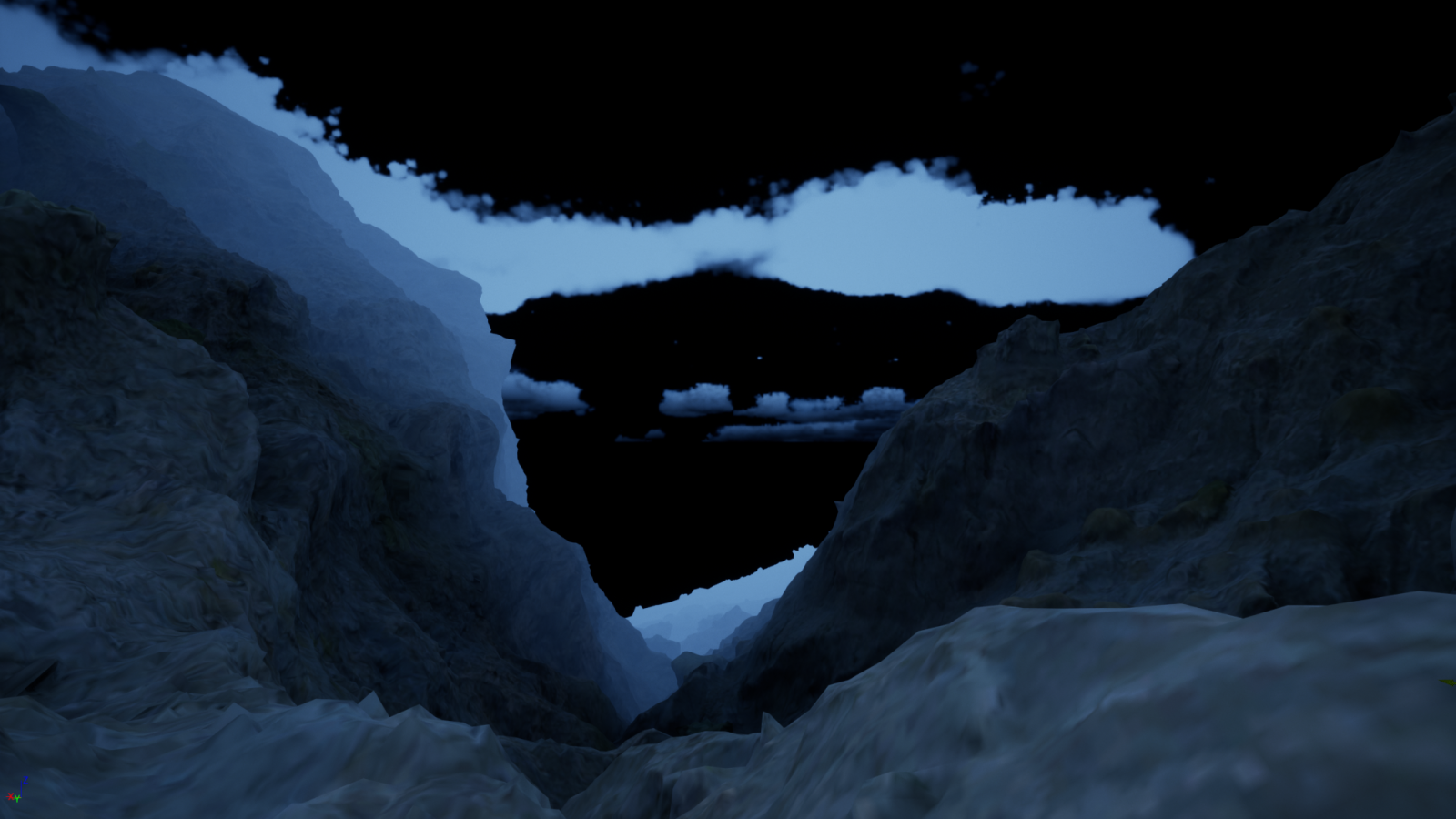 beautiful, immersive nature-themed environment featuring a snowy landscape with steep cliffs covered in ice