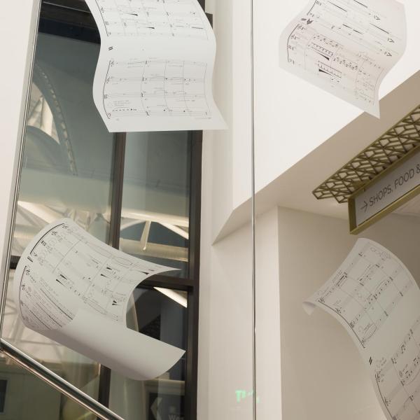 Raven Chacon, The Journey of the Horizontal People (with the Kronos Quartet), 8:00m, sound composition, 2016 (with 2020 onsite vinyl rendering of the score)