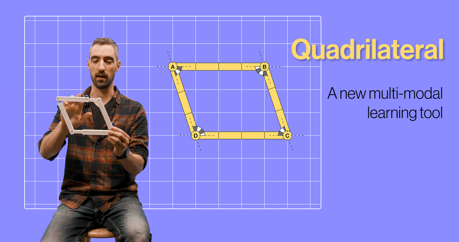 Man holding quadrilateral shape