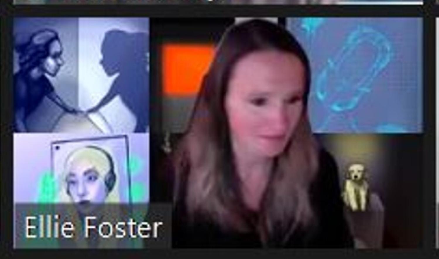 Screenshot of Ellie being awarded OER Champion during a virtual ceremony.