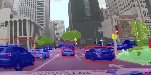 Illustration depicting a self-driving car detecting other objects in the environment.