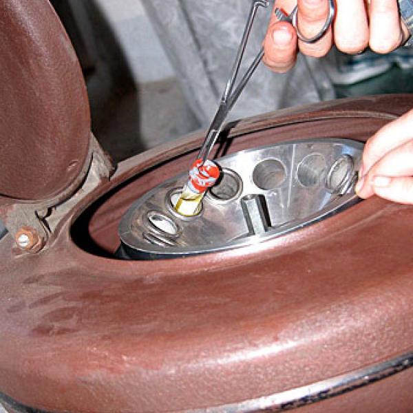 Serum samples being centrifuged in the field.