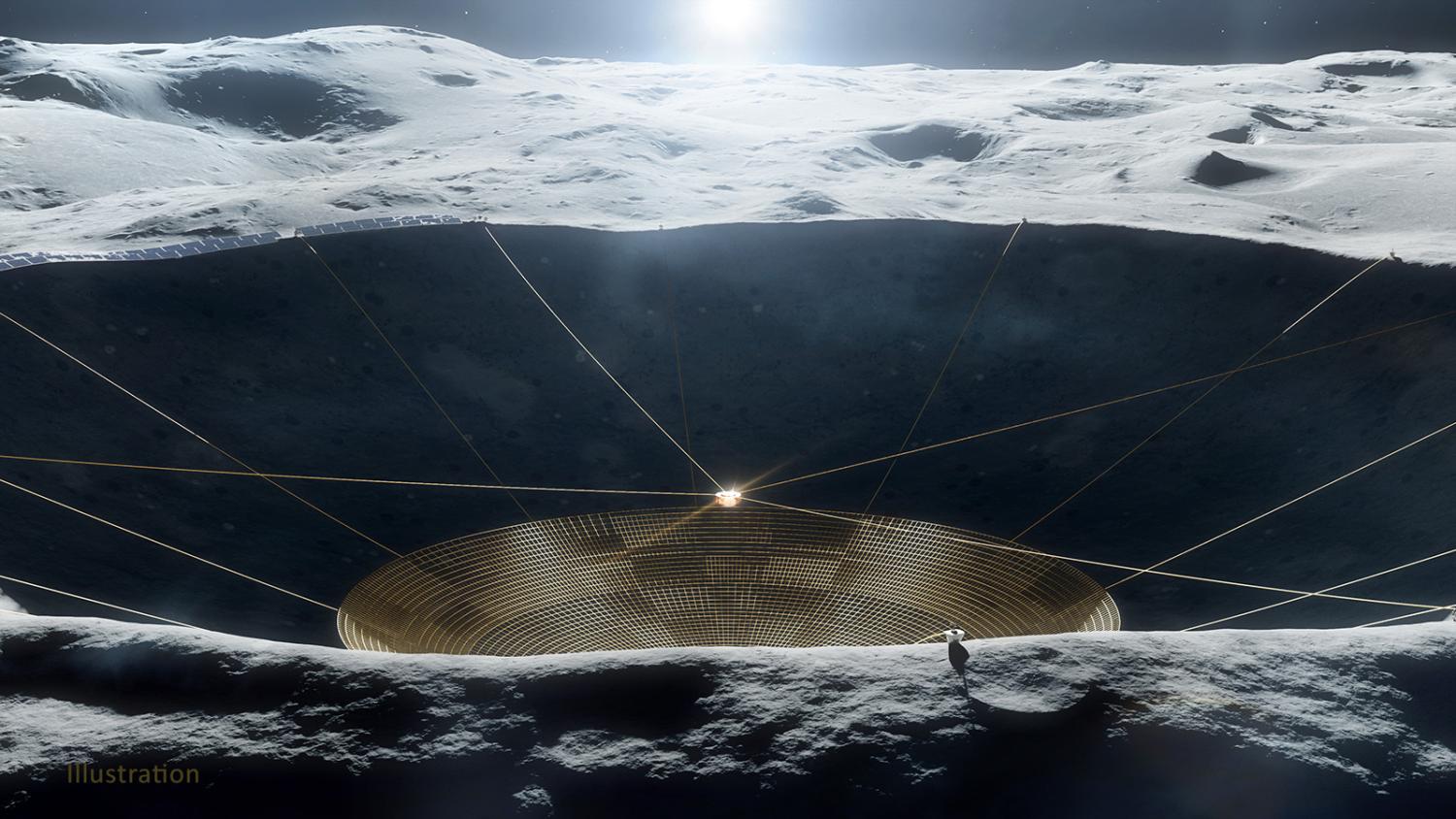 Illustration of radio telescope on the Moon. Credit NASA/JPL