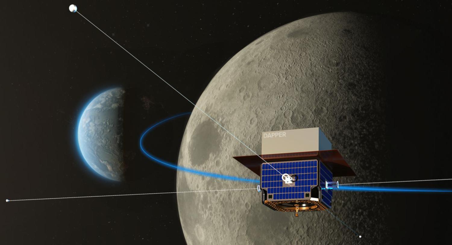 Artist illustration of DAPPER mission and the Moon
