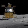 An artist's conception of Blue Origin's Blue Moon lander on the lunar far side. Credit BLUE ORIGIN, INC. and JACK BURNS