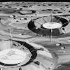 A decades-old idea from lunar scientist Richard Vondrak, who worked at the Apollo Science Operations Center during the Moon landing program, proposed using lunar craters to build radio telescopes like the Arecibo Observatory in Puerto Rico. Here, an artist’s concept shows how three telescopes could be used separately or combined to create a giant instrument.