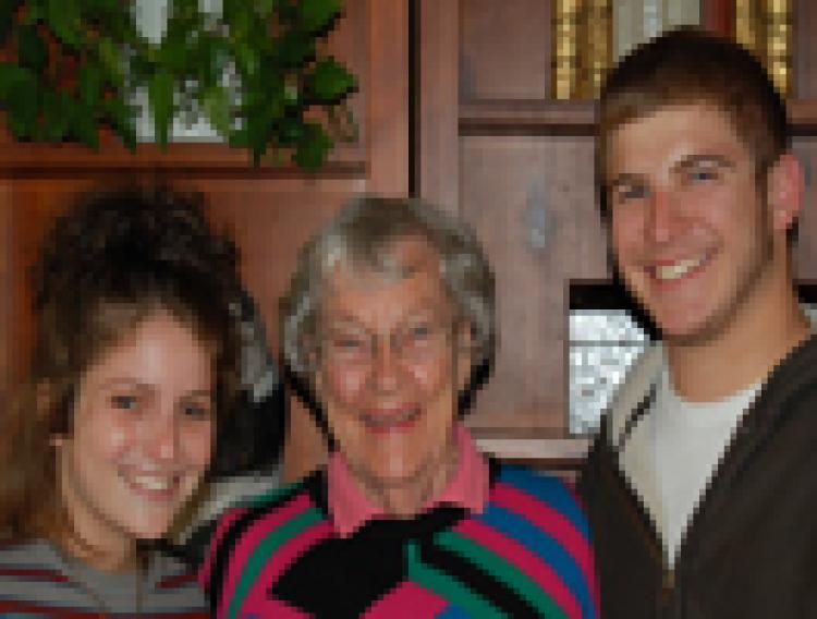 Marjorie and two students