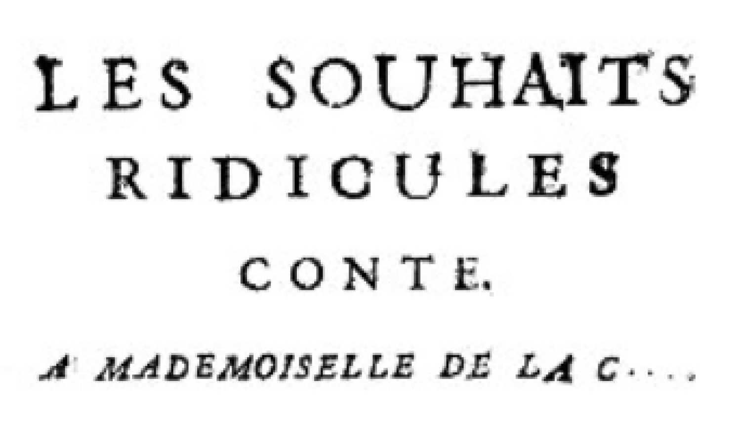 Screenshot of first page of the tale, text only (French), "Les Souhaites Ridicules".