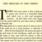 Screenshot of the first page of the tale, text only, "The princess in the Coffin". 