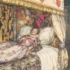 Colored illustration of Sleeping Beauty in the bed