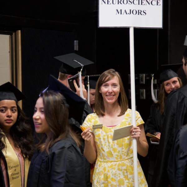 Neuroscience academic advisor Gwen Robeson is all smiles