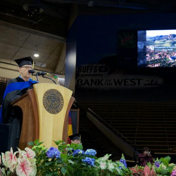 Chair Jerry Rudy gives his marble speech