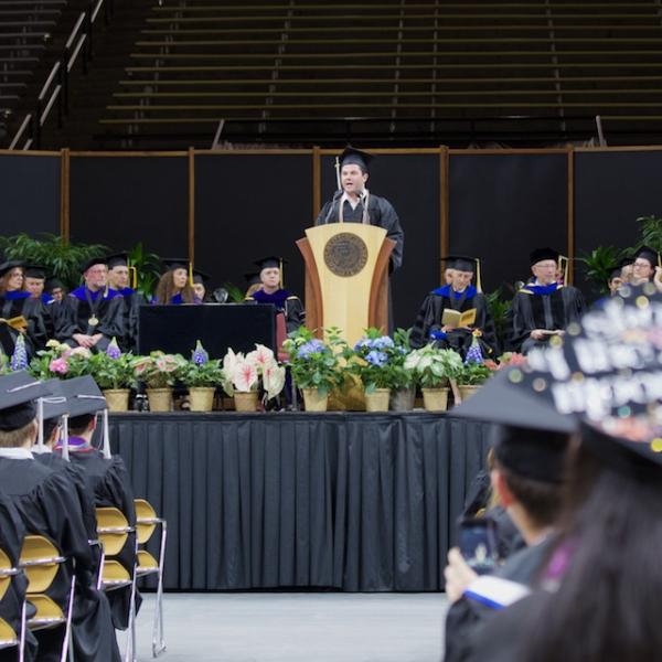 Noah Stein, chosen to speak to his classmates, delivers a moving address, in part about his struggle with bipolar disorder