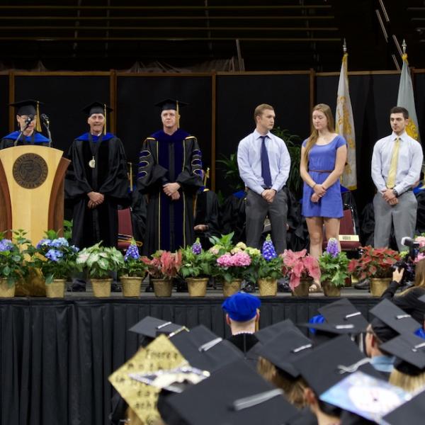Director of Undergraduate Studies Irene Blair acknowledges various undergraduate awardees