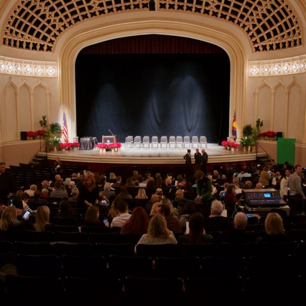 Inside Macky Auditorium and the calm before the pomp (and circumstance)