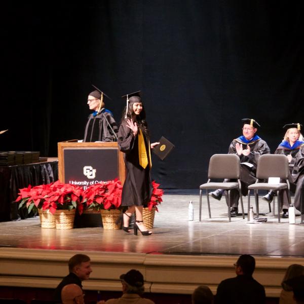 There were a variety of acknowledgements from the graduates--here we see a simple wave