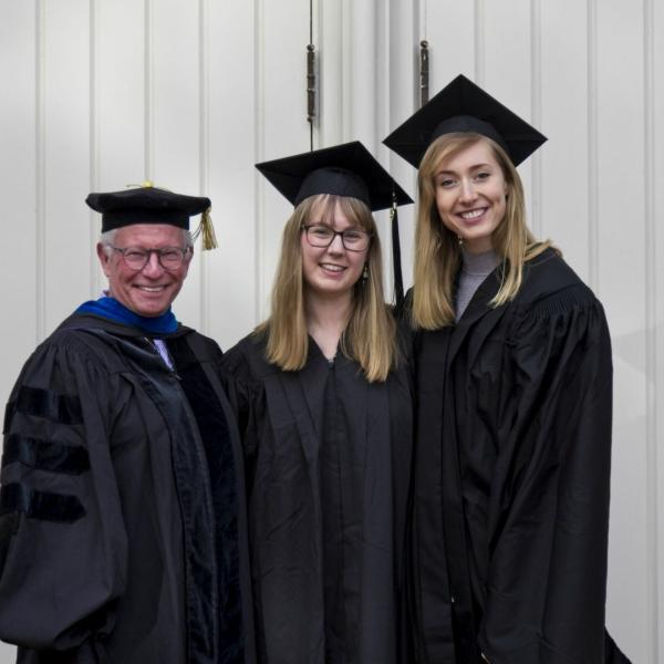Professor Mark Whisman with his two master's students-to-be, Anna Gilmour and Julia Salinger