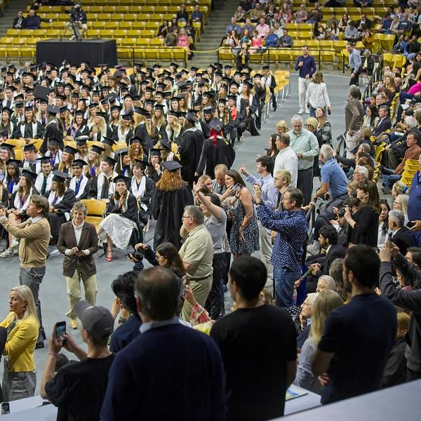 After crossing the stage, lots of opportunities for photo ops