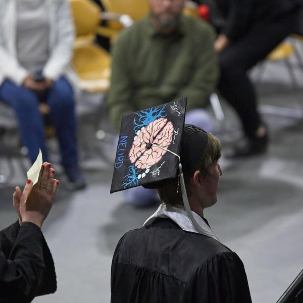 A neuroscience major, who helped us out by also putting "Neuro" on his mortardboard