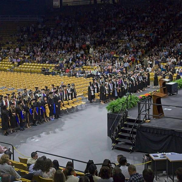 The undergraduates process. And process. And process. 560+ (those who came to the ceremony)!