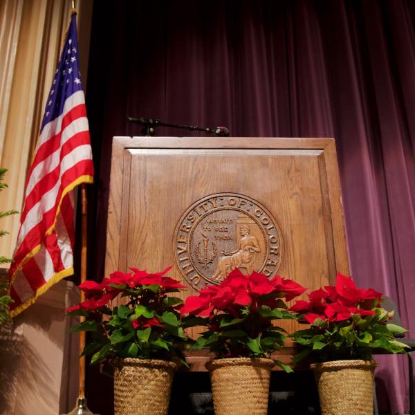 Lectern and Poinsettias