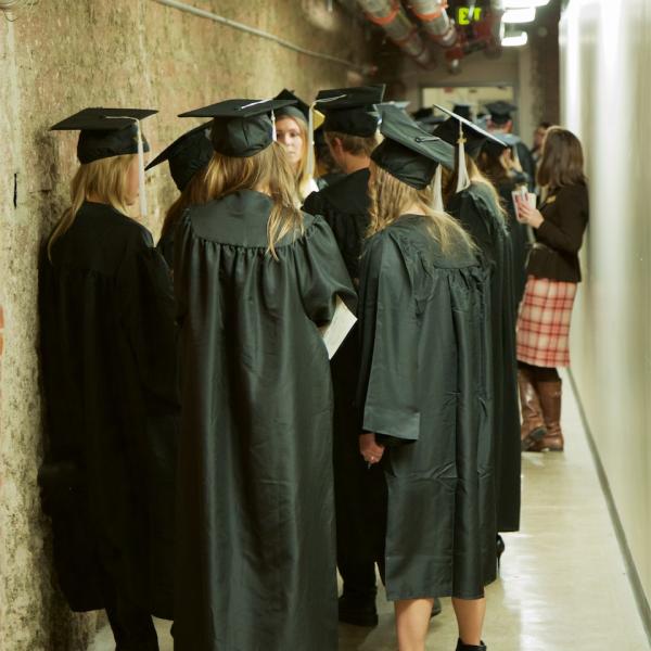 students prepare for the processional