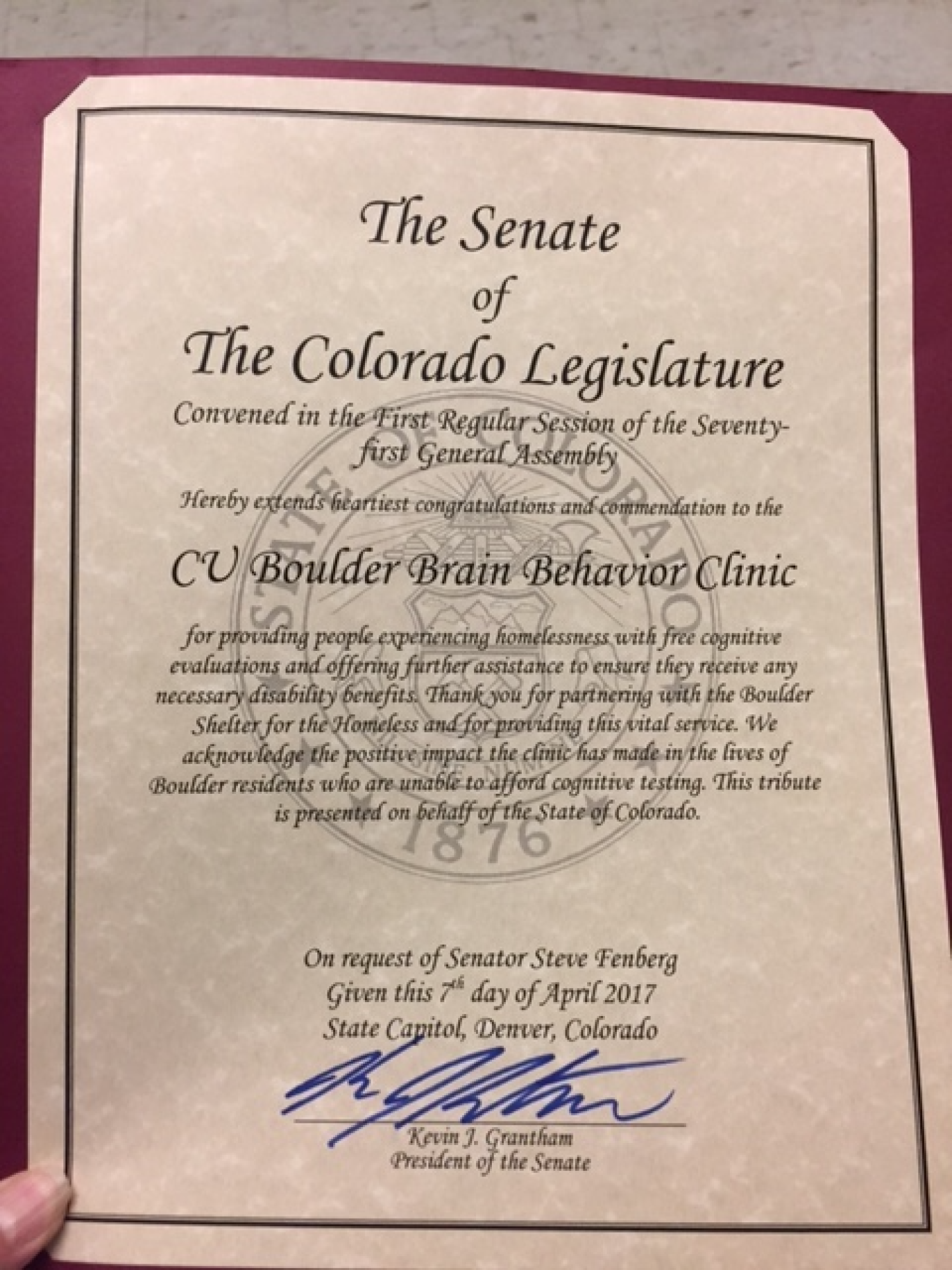 brain behavior clinic senate resolution