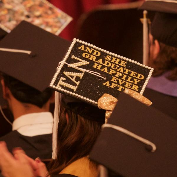 Mortarboard stylings: "And she graduated happily ever after." One can only hope.
