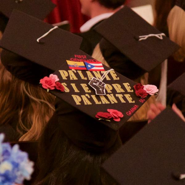 Mortarboard #3: "Pa'alante Siempre Pa'alante" (translation: "Forward, always Forward", the motto of a Puerto Rican social movement group in the 70s according to the interweb)