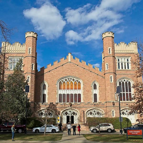 Macky Auditorium, venue of graduation. If you didn't know any better you might think it was May.