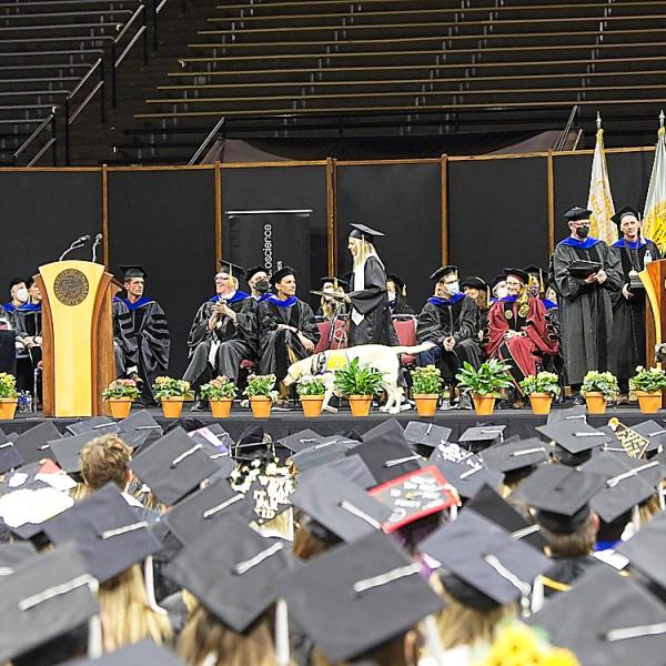 And now time for approximately 450 undergraduates to walk across the stage and have their names announced