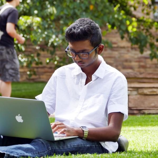 Student working on computer