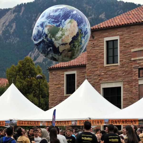 Study Abroad Fair with large globe