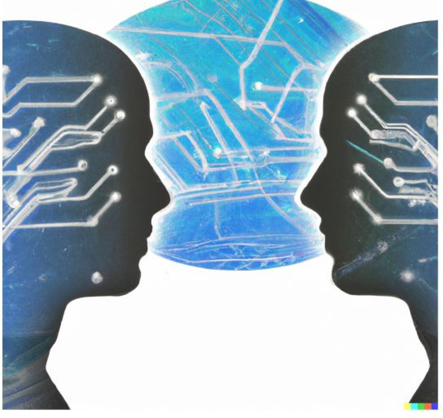 Two heads facing each other