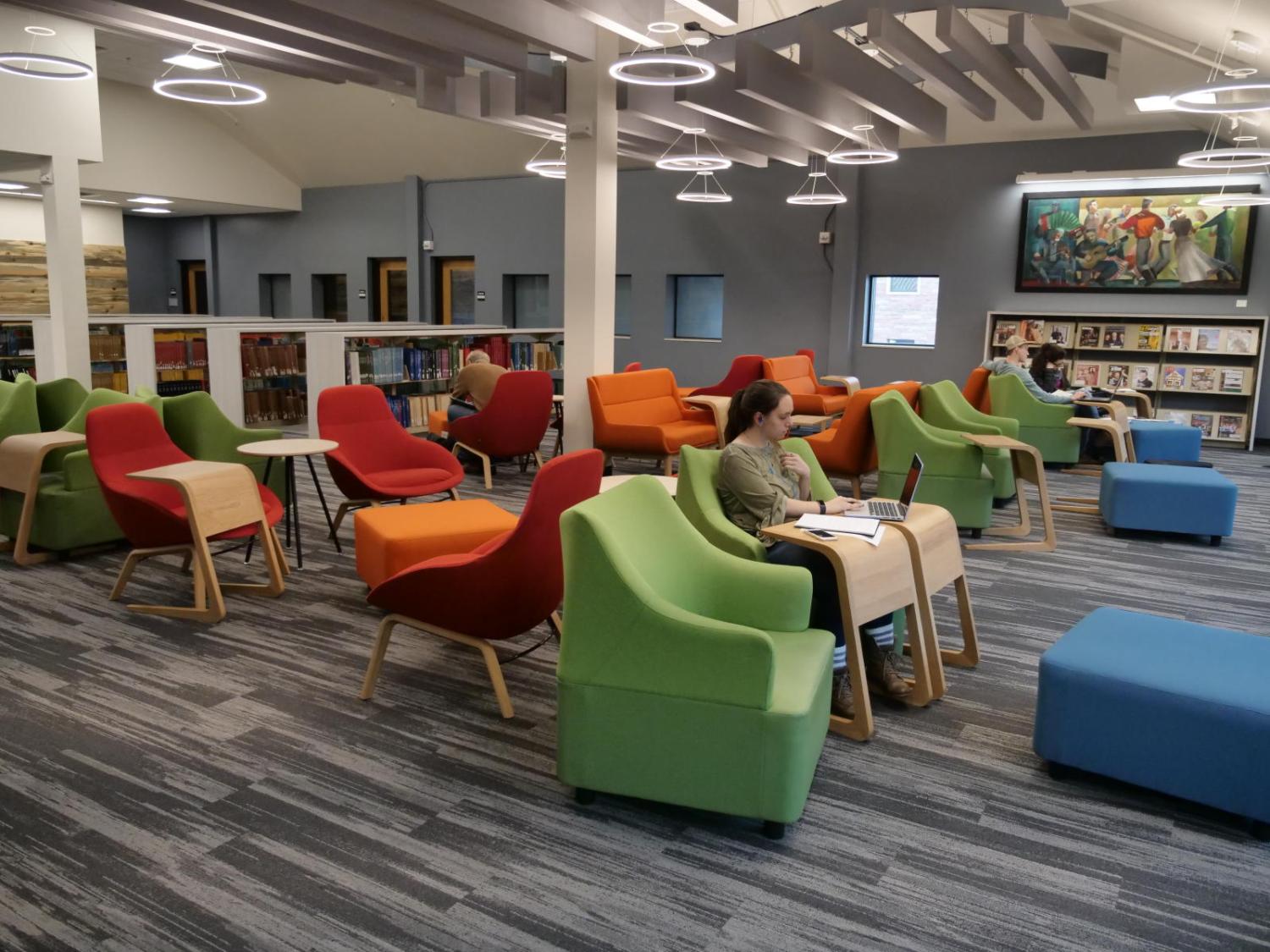 Students studying in library
