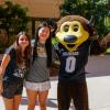 students with Chip the CU mascot