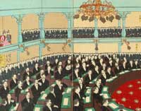 drawing of japanese government session from meiji era