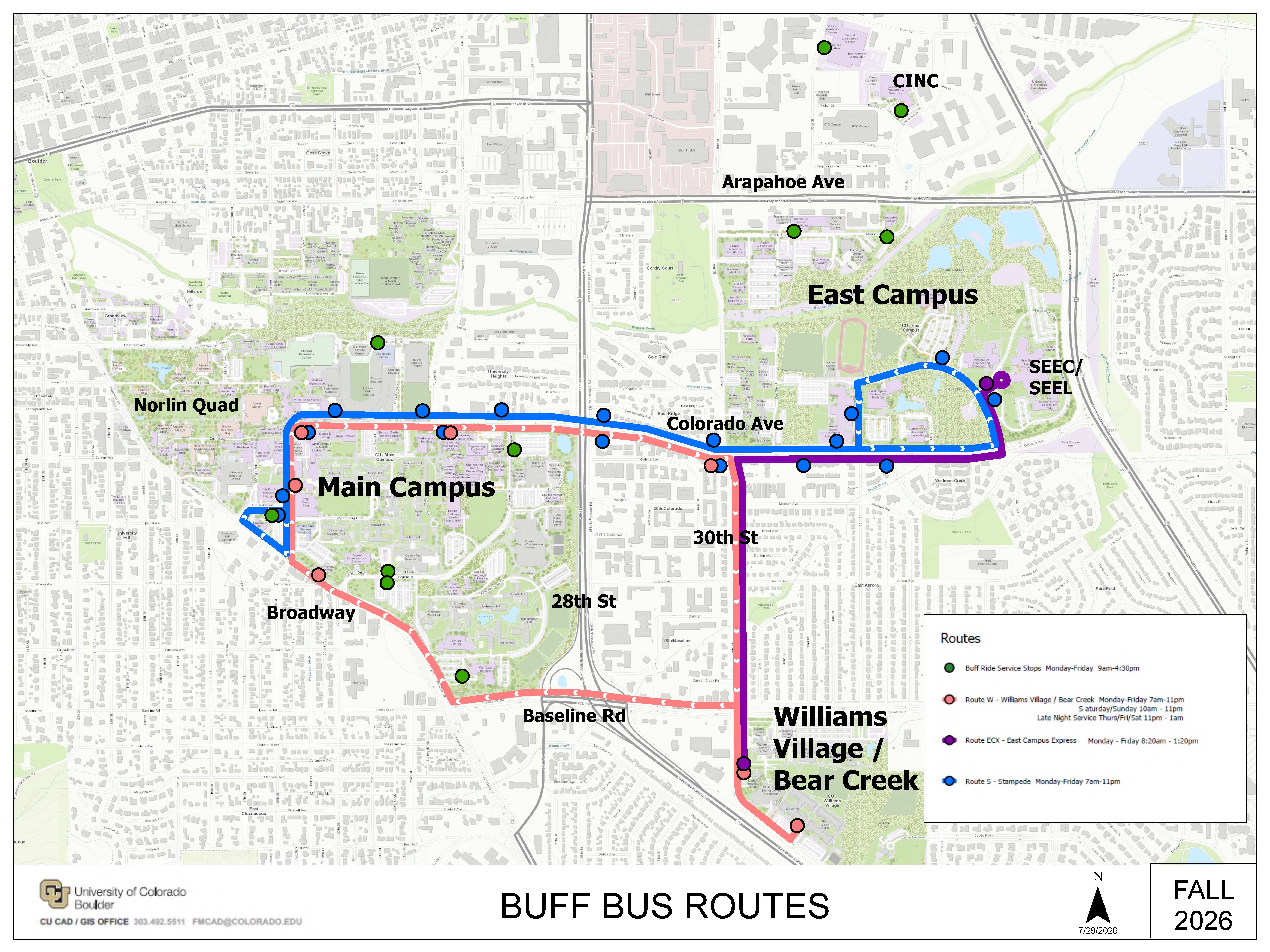 Buff Bus Routes - Fall 2026