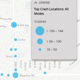Interactive map showing top crash sites in Boulder.
